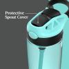imageContigo Aubrey Kids Water Bottle with Silicone Straw and Spill Proof Lid 14oz 2Pack Whales ampamp Dragon Blue ampamp GreenJadeLicorice  JuniperJade