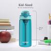 imageContigo Aubrey Kids Water Bottle with Silicone Straw and Spill Proof Lid 14oz 2Pack Whales ampamp Dragon Blue ampamp GreenJuniper Jade