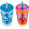 imageContigo Kids SpillProof Tumbler with Straw 14 oz 2 PackDragonfruit Wildflowers  Blue Poppy Clouds
