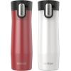 imageContigo West Loop Stainless Steel VacuumInsulated Travel Mug with SpillProof Lid 16oz 2Pack Very Berry ampamp Steel Colors Keeps Hot to 5h ampamp Cold to 12hGoji Berry Frosted Pearl Salt Frosted Pearl