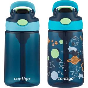 imageContigo Aubrey Kids Water Bottle with Silicone Straw and Spill Proof Lid 14oz 2Pack Whales ampamp Dragon Blue ampamp GreenBlueberry  Cosmos