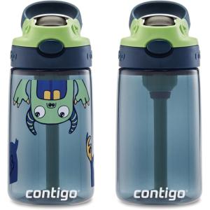 imageContigo Aubrey Kids Water Bottle with Silicone Straw and Spill Proof Lid 14oz 2Pack Whales ampamp Dragon Blue ampamp GreenBlueberry  Monsters