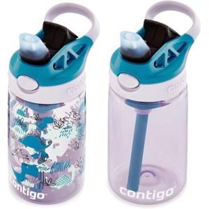 imageContigo Aubrey Kids Water Bottle with Silicone Straw and Spill Proof Lid 14oz 2Pack Whales ampamp Dragon Blue ampamp GreenEggplant  Dinos