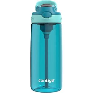 imageContigo Aubrey Kids Water Bottle with Silicone Straw and Spill Proof Lid 14oz 2Pack Whales ampamp Dragon Blue ampamp GreenJuniper Jade