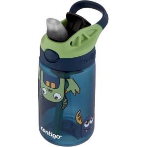imageContigo Aubrey Kids Water Bottle with Silicone Straw and Spill Proof Lid 14oz 2Pack Whales ampamp Dragon Blue ampamp GreenMonsters