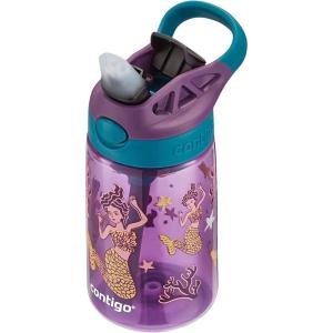 imageContigo Aubrey Kids Water Bottle with Silicone Straw and Spill Proof Lid 14oz 2Pack Whales ampamp Dragon Blue ampamp GreenPurple Mermaid