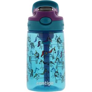 imageContigo Aubrey Kids Water Bottle with Silicone Straw and Spill Proof Lid 14oz 2Pack Whales ampamp Dragon Blue ampamp GreenUnicorn