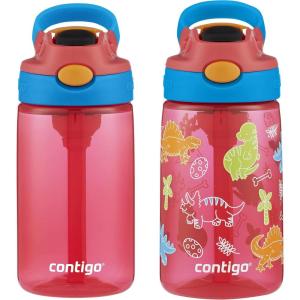 imageContigo Aubrey Kids Water Bottle with Silicone Straw and Spill Proof Lid 14oz 2Pack Whales ampamp Dragon Blue ampamp GreenWatermelon  Dinos