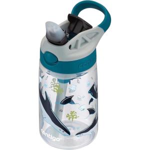 imageContigo Aubrey Kids Water Bottle with Silicone Straw and Spill Proof Lid 14oz 2Pack Whales ampamp Dragon Blue ampamp GreenWhite Sharks