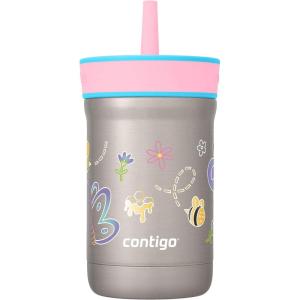 imageContigo Kids Leighton SpillProof Stainless Steel Paw Patrol Tumbler with Straw 12oz Beach Day GreenRaspberryAzalea Butterflies  Honeybees GFX