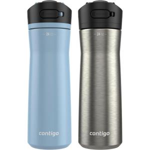 imageContigo 24oz Leakproof Stainless Steel Water Bottle with Straw ampamp Handle Dual Insulated for Cold ampamp Hot Drinks Pack of 2GlacierStainless Steel w Licorice