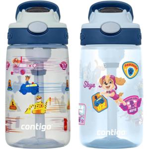 imageContigo Aubrey Kids Water Bottle with Silicone Straw and Spill Proof Lid 14oz 2Pack Whales ampamp Dragon Blue ampamp GreenPaw Patrol BlueberryMacaroon  BlueberryPeriwinkle