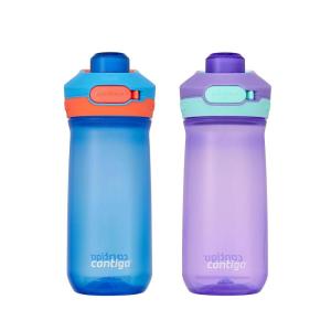 imageContigo Jessie Kids Water Bottle LeakProof Lid 14oz DishwasherSafe Fits Most Cup Holders 2Pack Blue PoppyCoral ampamp AmethystJadeBlue PoppyCoral  AmethystJade