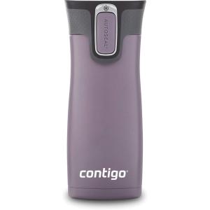 imageContigo West Loop Stainless Steel VacuumInsulated Travel Mug with SpillProof Lid 16oz 2Pack Very Berry ampamp Steel Colors Keeps Hot to 5h ampamp Cold to 12hDark Plum