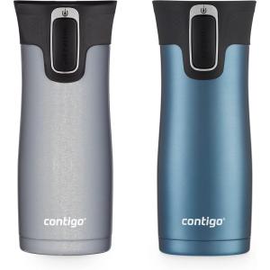 imageContigo West Loop Stainless Steel VacuumInsulated Travel Mug with SpillProof Lid 16oz 2Pack Very Berry ampamp Steel Colors Keeps Hot to 5h ampamp Cold to 12hDark Ice Gold Morel