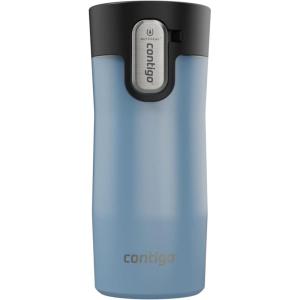 imageContigo West Loop Stainless Steel VacuumInsulated Travel Mug with SpillProof Lid 16oz 2Pack Very Berry ampamp Steel Colors Keeps Hot to 5h ampamp Cold to 12hGlacier Frosted Pearl