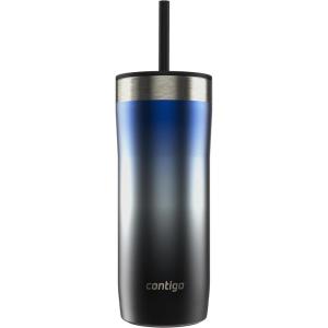 imageContigo x Ally Love Stainless Steel VacuumInsulated Tumbler wStraw Autoclose Tech Easy Clean Lid Leakproof Drinking Keeps Drinks Cold 20hours BPA Free 24oz Streeterville 20 OatmilkLicorice Ombre