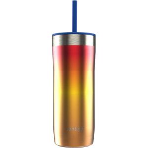 imageContigo x Ally Love Stainless Steel VacuumInsulated Tumbler wStraw Autoclose Tech Easy Clean Lid Leakproof Drinking Keeps Drinks Cold 20hours BPA Free 24oz Streeterville 20 OatmilkWatermelon Ombre