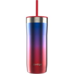 imageContigo x Ally Love Stainless Steel VacuumInsulated Tumbler wStraw Autoclose Tech Easy Clean Lid Leakproof Drinking Keeps Drinks Cold 20hours BPA Free 24oz Streeterville 20 OatmilkLazuli Ombre