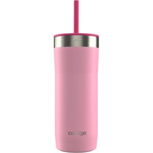 imageContigo x Ally Love Stainless Steel VacuumInsulated Tumbler wStraw Autoclose Tech Easy Clean Lid Leakproof Drinking Keeps Drinks Cold 20hours BPA Free 24oz Streeterville 20 OatmilkStrawberry Cream