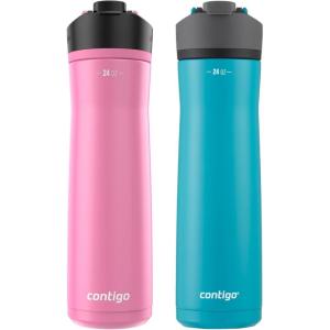 imageContigo Cortland Chill 20 Blueberry Stainless Steel Water Bottle VacuumInsulated SpillProof Lid 24oz Ideal for Hot or Cold Drinks Interchangeable Lid Perfect for Kids amp AdultsJuniper Azalea