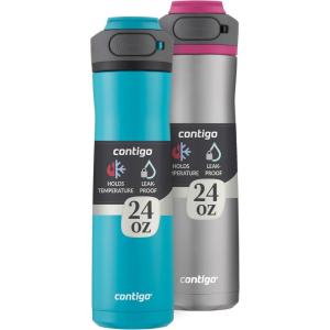 imageContigo Cortland Chill 20 Blueberry Stainless Steel Water Bottle VacuumInsulated SpillProof Lid 24oz Ideal for Hot or Cold Drinks Interchangeable Lid Perfect for Kids amp AdultsJuniper  Dragonfruit