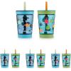 imageContigo Kids Leighton Straw Tumbler with SpillProof LeakProof Lid 14oz Blue PoppyNarwhalsJuniper Robots  Blueberry Cosmos