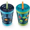 imageContigo Kids Leighton Straw Tumbler with SpillProof LeakProof Lid 14oz Blue PoppyNarwhalsJuniper Robots  Blueberry Cosmos
