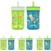 imageContigo Kids Leighton Straw Tumbler with SpillProof LeakProof Lid 14oz Blue PoppyNarwhalsLime  Juniper