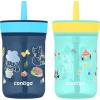 imageContigo Kids Leighton Straw Tumbler with SpillProof LeakProof Lid 14oz Blue PoppyNarwhalsBlueberry  Jade