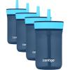 imageContigo Kids Leighton Straw Tumbler with SpillProof LeakProof Lid 14oz Blue PoppyNarwhalsBlueberryBlue Raspberry