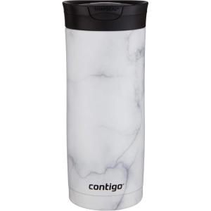 imageContigo Huron 16oz VacuumInsulated Stainless Steel Travel Mug LeakProof Lid Keeps Drinks Hot or Cold for Hours White Marble Finish Fits Most Cup Holders amp Brewers16 Ounces