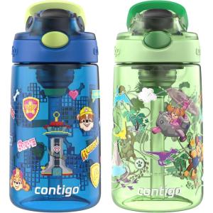 imageContigo Kids Cleanable AUTOSPOUT Water Bottle 14oz 2 Pack Strawberry Ice CreamPaw Patrol BlueGreen