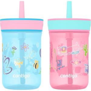 imageContigo Kids Leighton Straw Tumbler with SpillProof LeakProof Lid 14oz Blue PoppyNarwhalsBlue Raspberry  Azalea