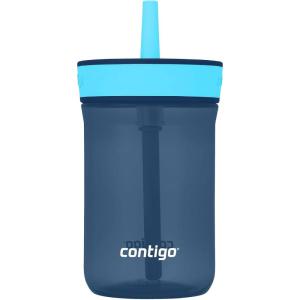 imageContigo Kids Leighton Straw Tumbler with SpillProof LeakProof Lid 14oz Blue PoppyNarwhalsBlueberry