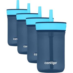 imageContigo Kids Leighton Straw Tumbler with SpillProof LeakProof Lid 14oz Blue PoppyNarwhalsBlueberryBlue Raspberry