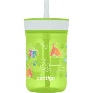 imageContigo Kids Leighton Straw Tumbler with SpillProof LeakProof Lid 14oz Blue PoppyNarwhalsCool Lime Dogs GFX