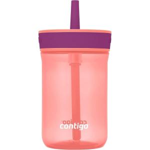 imageContigo Kids Leighton Straw Tumbler with SpillProof LeakProof Lid 14oz Blue PoppyNarwhalsCoral