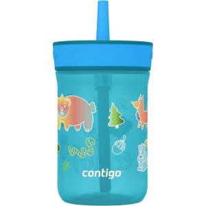 imageContigo Kids Leighton Straw Tumbler with SpillProof LeakProof Lid 14oz Blue PoppyNarwhalsJuniperBlue Forest