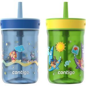 imageContigo Kids Leighton Straw Tumbler with SpillProof LeakProof Lid 14oz Blue PoppyNarwhalsPaw Patrol Color Changing
