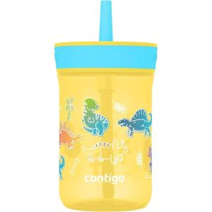 imageContigo Kids Leighton Straw Tumbler with SpillProof LeakProof Lid 14oz Blue PoppyNarwhalsPineappleDinos