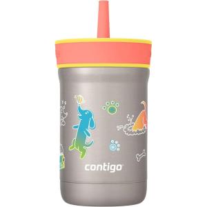 imageContigo Kids Leighton Straw Tumbler with SpillProof Lid 12oz RaspberryAzaleaDogsPineapple Lid