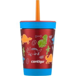 imageContigo Kids SpillProof Tumbler with Straw amp LeakProof Lid 12oz VacuumInsulated Stainless Steel Water Bottle for Kids Dishwasher Safe amp Fits Most Cup Holders Tumbler for School Home TravelWatermelon Blue Poppy with Dino