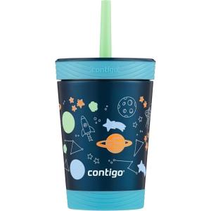 imageContigo THERMALOCK SpillProof Kids Stainless Steel Tumbler with Straw 12 Oz Blueberry Raspberry Cosmos