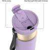 imageContigo DualSip 24 oz Stainless Steel VacuumInsulated Water Bottle with Carry Strap amp 2in1 Leakproof Lid Straw or Spout BPAFree amp LeadFree Dishwasher SafePurple Carrot Champagne