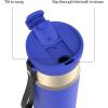 imageContigo DualSip 24 oz Stainless Steel VacuumInsulated Water Bottle with Carry Strap amp 2in1 Leakproof Lid Straw or Spout BPAFree amp LeadFree Dishwasher SafeWild Indigo Champagne