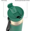 imageContigo DualSip 24 oz Stainless Steel VacuumInsulated Water Bottle with Carry Strap amp 2in1 Leakproof Lid Straw or Spout BPAFree amp LeadFree Dishwasher SafeDark Emerald Champagne