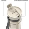 imageContigo DualSip 28 oz Leakproof Plastic Water Bottle with Carrying Strap and 2Way Lid Drink From Straw or Spout 100 Leakproof Durable and Lightweight Tritan Bottle BPAFree and Dishwasher SafeOatmilk Champagne