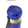 imageContigo SnapSeal 16 oz Stainless Steel VacuumInsulated Water Bottle with Leakproof AutoClose Lid StrawCompatible amp Carry Strap BPAFree amp LeadFree Dishwasher SafeWild Indigo Champagne