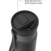 imageContigo SnapSeal 16 oz Stainless Steel VacuumInsulated Water Bottle with Leakproof AutoClose Lid StrawCompatible amp Carry Strap BPAFree amp LeadFree Dishwasher SafeLicorice Gunmetal